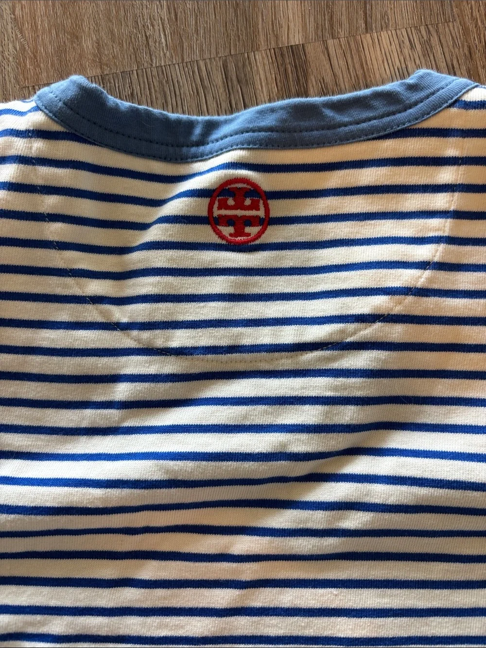 Tory Burch Striped Floral Short Sleeve Tee - Blue, Yellow, Red